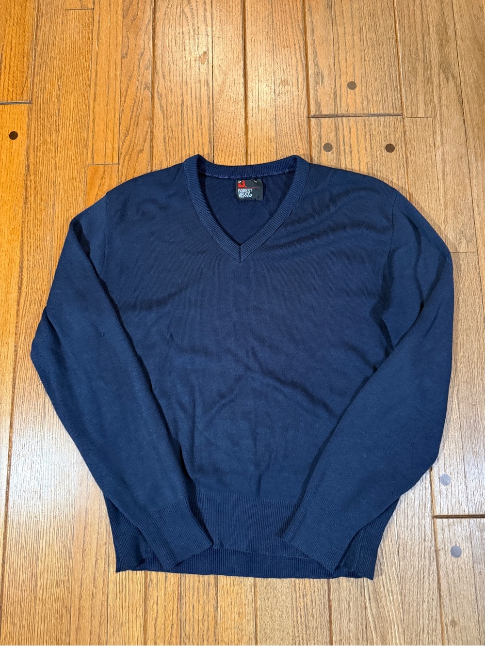 Vintage Robert Bruce Navy Knit Crew-Neck Sweater. Union Made In USA. Size M.